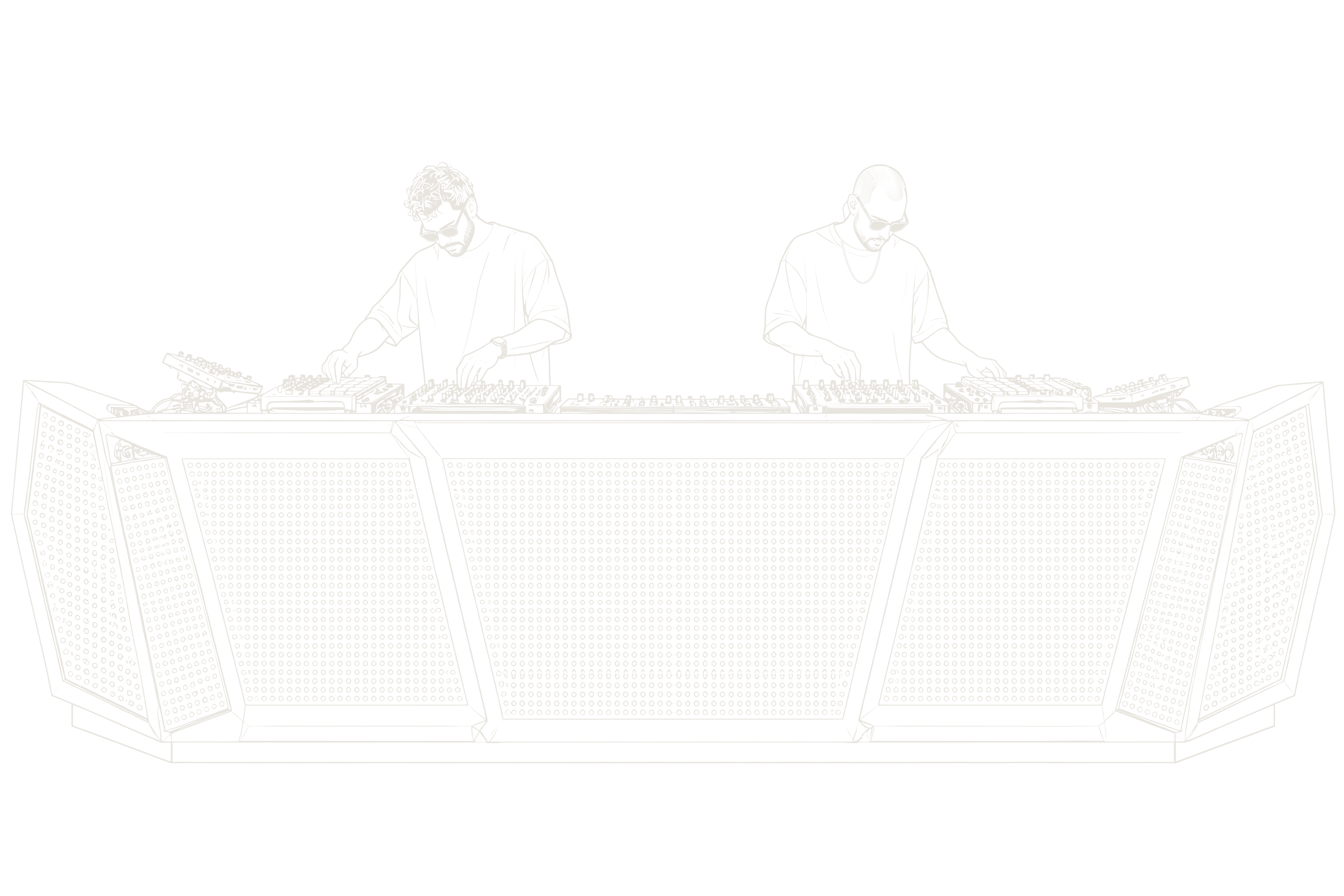 Electronic duo performing with controllers and keyboards