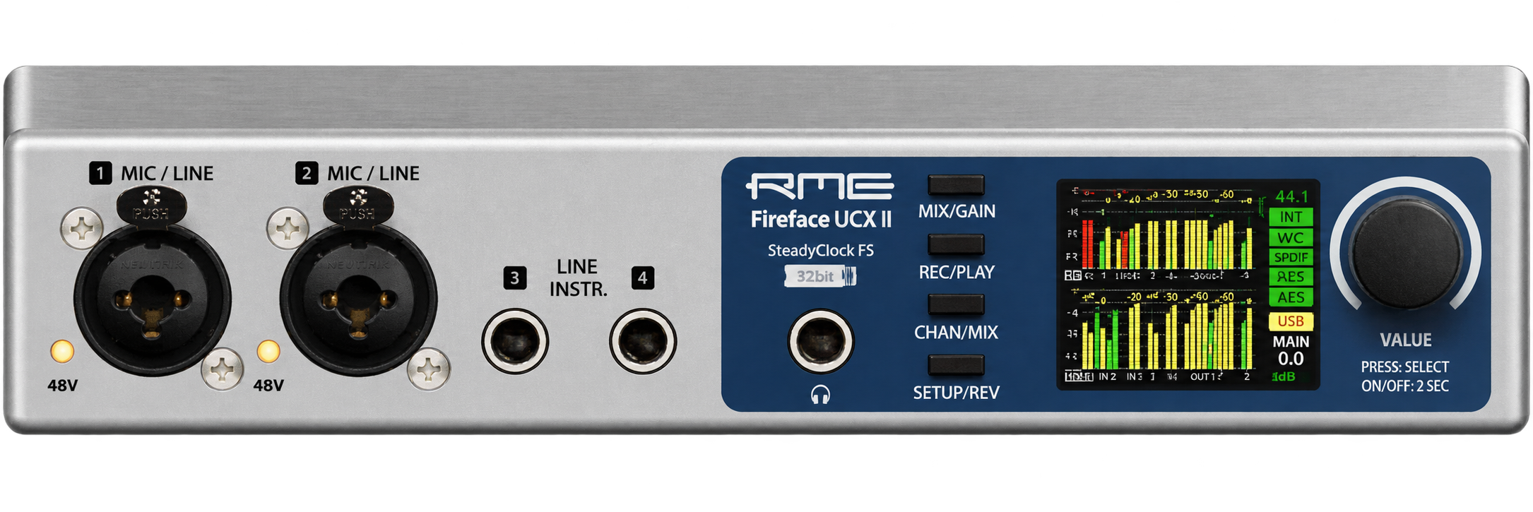 RME Fireface UCX II audio interface, front view