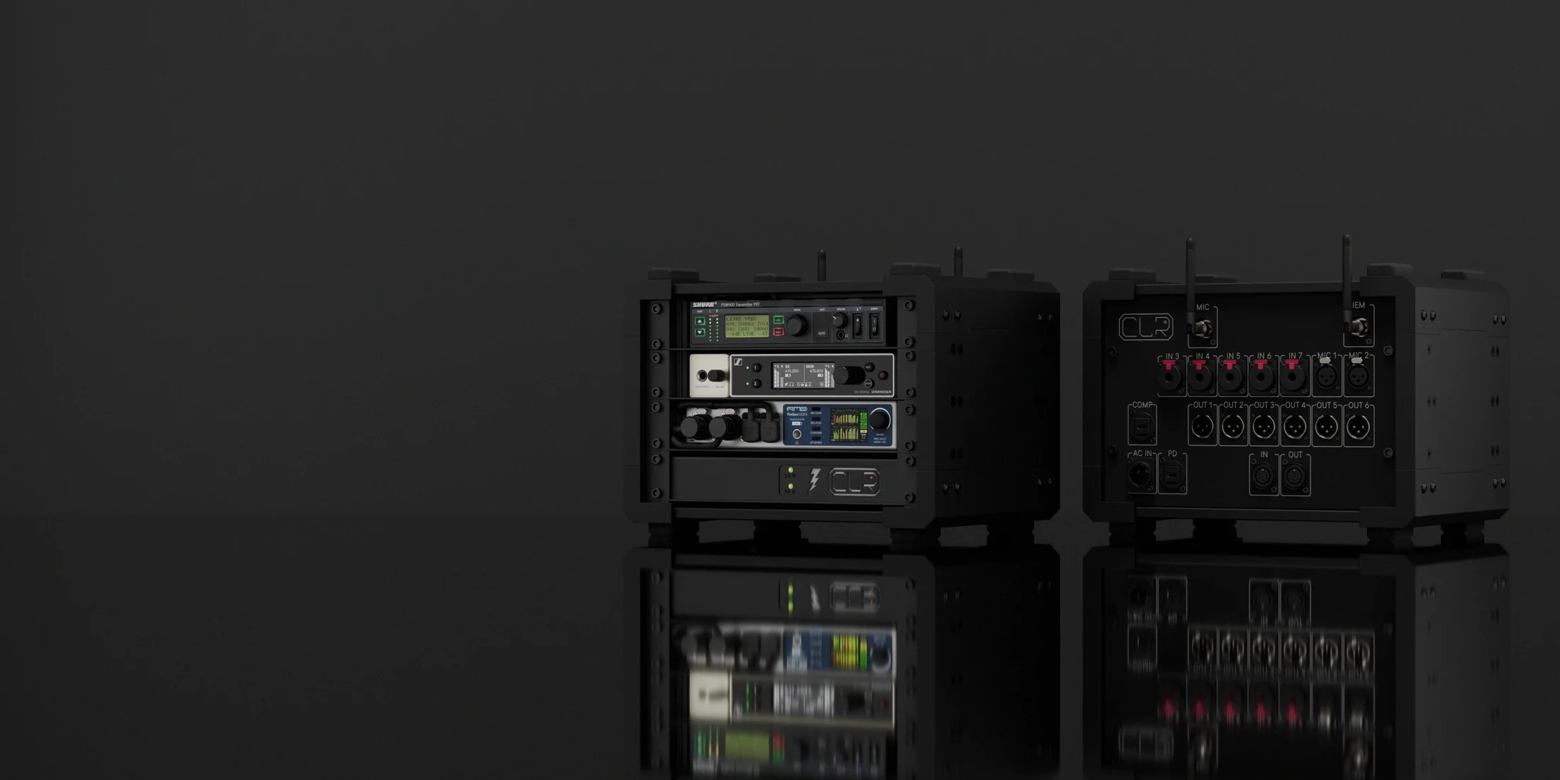 CLR performance rack shown from the front and rear