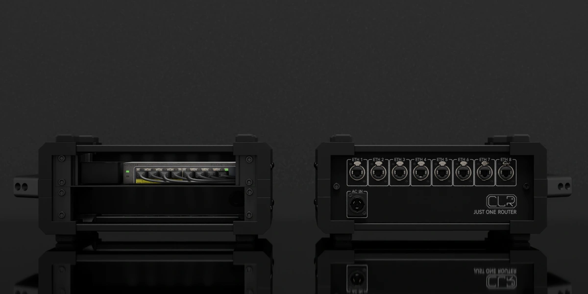 Just One Router rack, front and rear