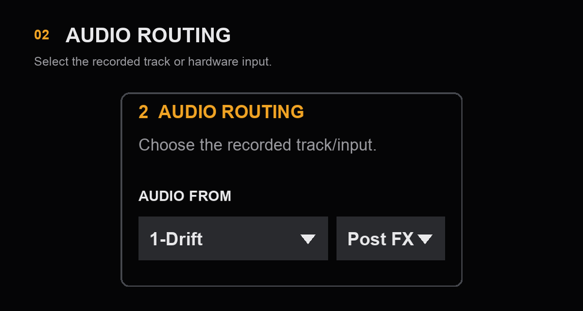Auto Sampler Audio Routing section with source-track and available tap or channel menus.